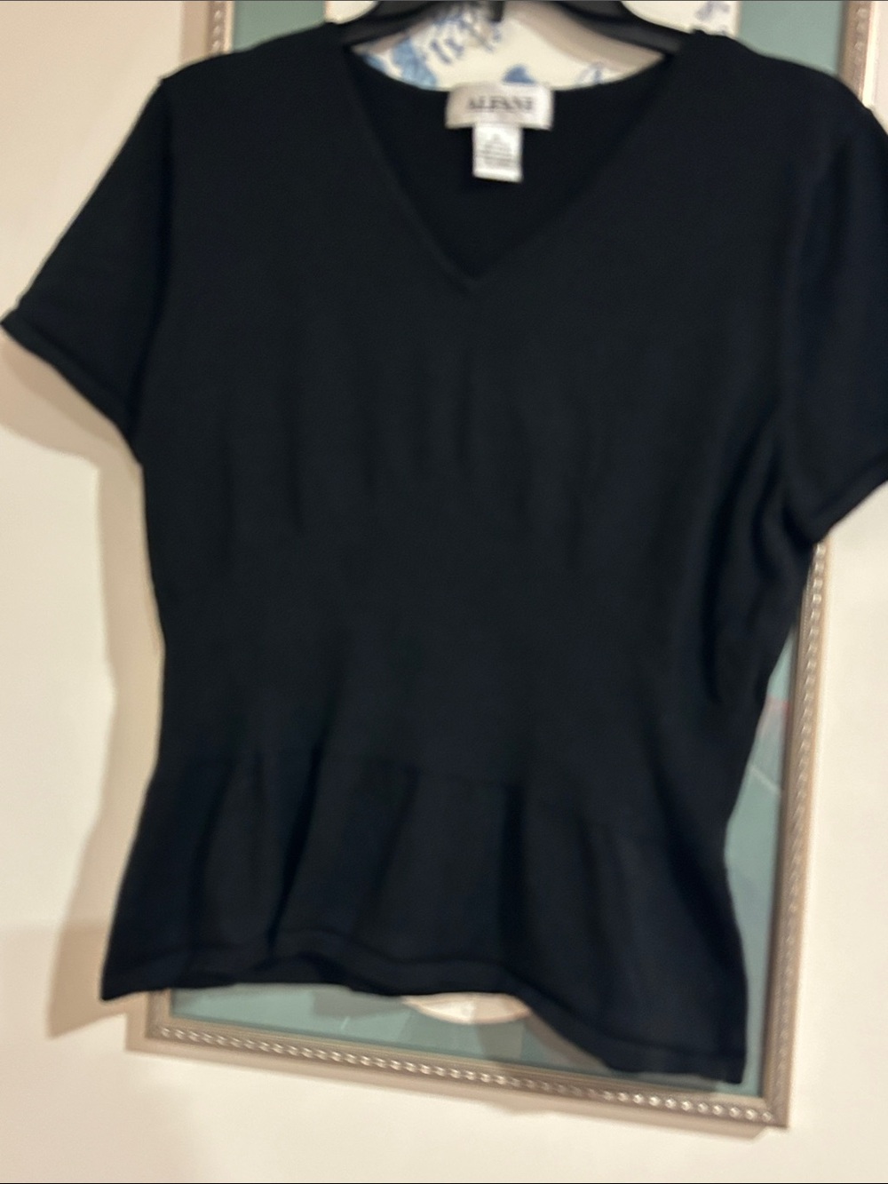 Karen Millen Black V-Neck Short Sleeve Peplum Top